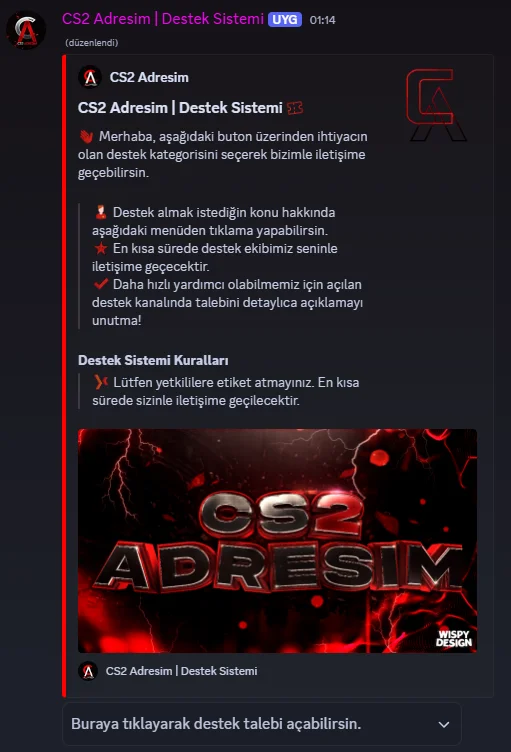 Destek - Ticket Sistemi Discord Botu discord bot görseli